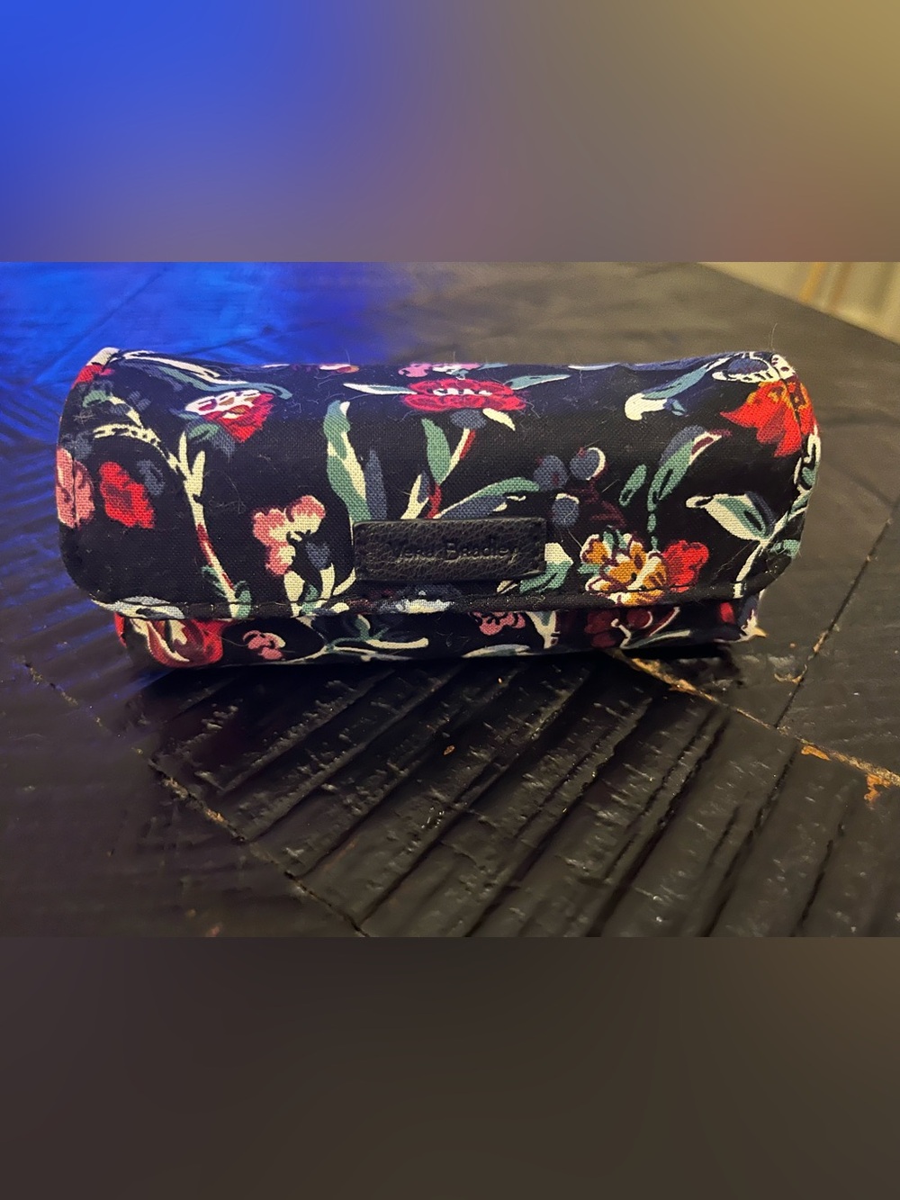 Vera Bradley Kiss Me Twice Lipstick case in the Perennials Noir floral pattern